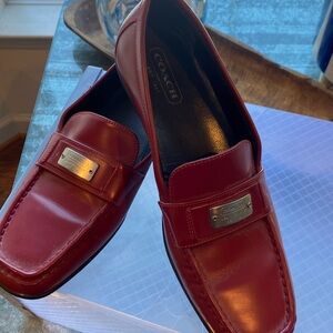 Red leather coach loafers size 8